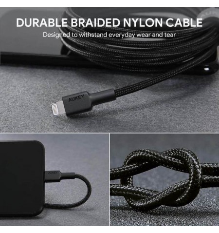AUKEY CB-AL05 Black Cable Quick Charge Lightning-USB | 2m | MFi Apple