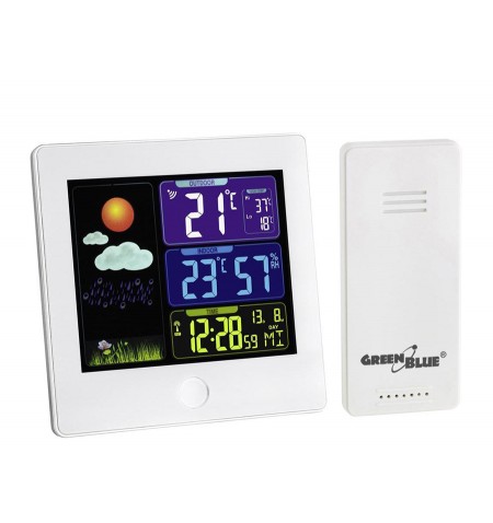 Wireless Weather Station Outside Sensor Alarm Colorful Display Green Blue GB520