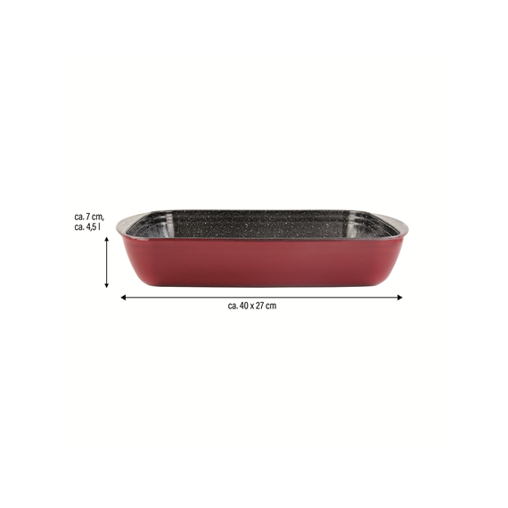 Stoneline Casserole dish 	21477 4.5 L, 40x27 cm, Borosilicate glass, Red, Dishwasher proof