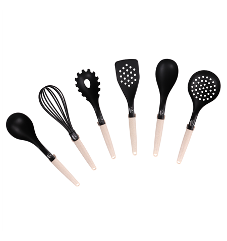 Stoneline Natural Line  21582 Kitchen utensil set, 6 pc(s), Dishwasher proof, Black/Beige