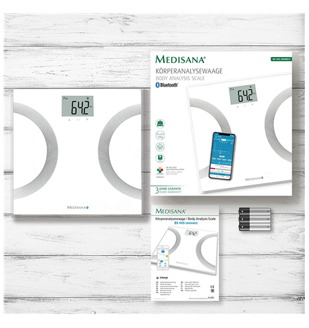 Medisana Body Analysis Scales 445 connect Memory function, Body fat analysis, Body water percentage, Maximum weight (capacity) 1