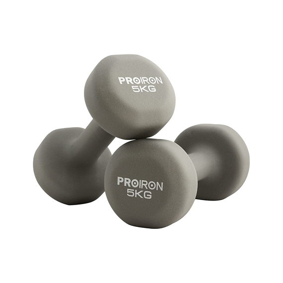 PROIRON PRKNED05K Dumbbell Weight Set, 2 pcs, 5 kg, Grey, Neoprene