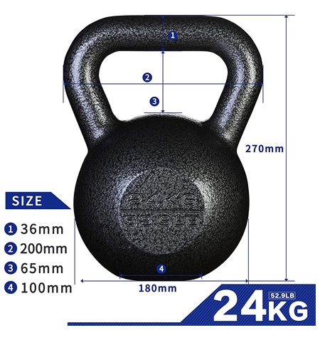 PROIRON PRKHKB24K Kettlebell Weight, 1 pc, 24 kg, Black, Cast Iron