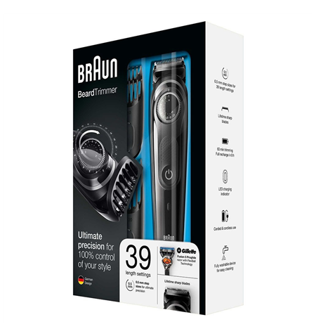 Braun Beard trimmer BT3042 Operating time (max) 80 min, Number of length steps 39, Step precise 0.5 mm, NiMH, Black, Cordless