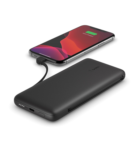 Belkin BOOST CHARGE Plus Power Bank 10000 mAh, Integrated LTG and USB-C cables, Black, 18 W