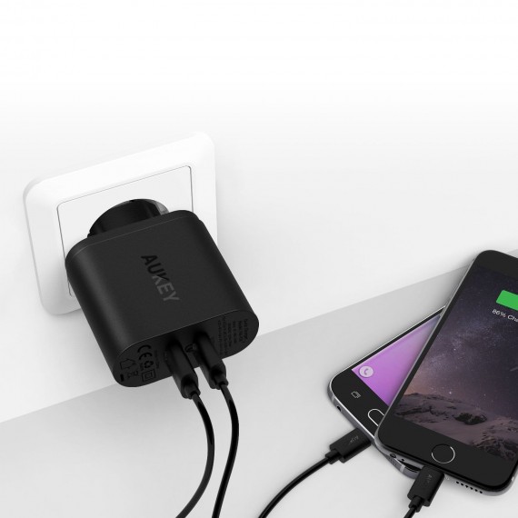 AUKEY PA-T16 mobile device charger Indoor Black 2xUSB Quick Charge 3.0 6A 36W