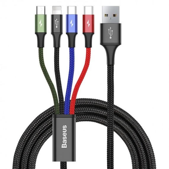 Cable USB Baseus Fast 4in1 2xUSB-C / Lightning / Micro 3.5A 1.2m (black)