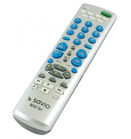 Savio RC-02 nuotolinio valdymo pultelis IR belaidis DVD/Blu-ray,TV Spaudžiamieji mygtukai