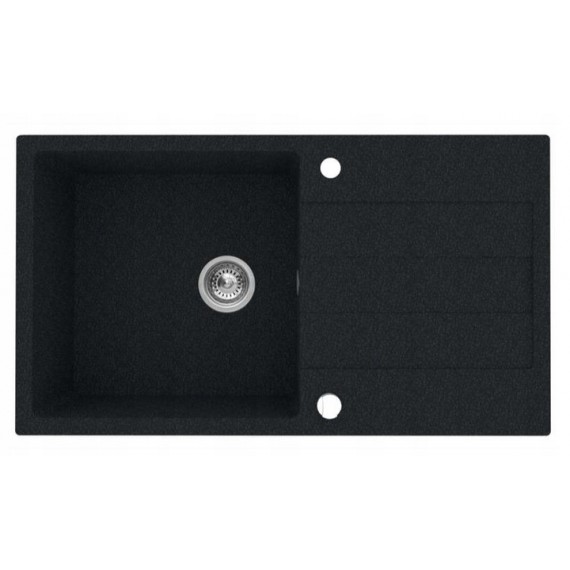 Vienos kameros granito kriauklė su kanalizacijos įrenginiu PYRAMIS SPARTA PLUS 78x48 1B 1D anglies 070053001 (juoda)
