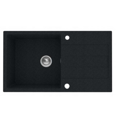 Vienos kameros granito kriauklė su kanalizacijos įrenginiu PYRAMIS SPARTA PLUS 78x48 1B 1D anglies 070053001 (juoda)