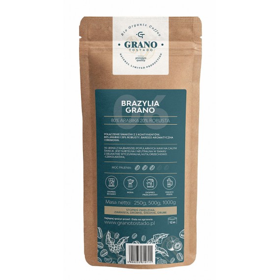 Grano Tostado Brazylia Grano Kava, vidutinio malimo 250 g
