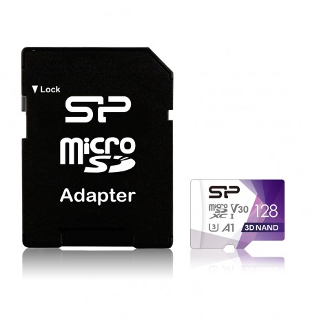 Karta pamięci Silicon Power microSDXC Superior Pro 128GB V30 UHS-1 U3 A1 + ADAPTER MICROSD-SD