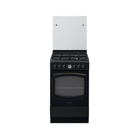 INDESIT Cooker IS5G8MHA/E Hob type Gas, Oven type Electric, Black, Width 50 cm, Grilling, 60 L, Depth 60 cm