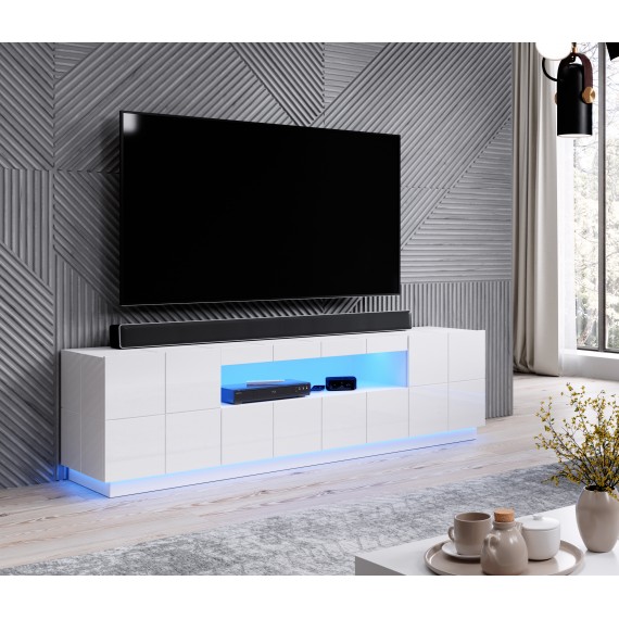 LED apšvietimo televizoriaus stovas REJA mėlynas