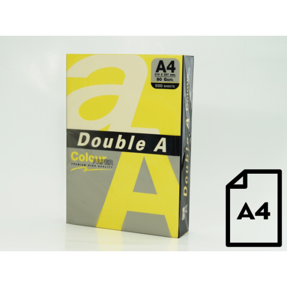Spalvotas popierius Double A, 80g, A4, 500 lapu, Lemon