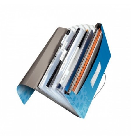 Aplankas-kartoteka su gumele Leitz WOW, A4, plastikinis, mėlynas, 6 skyriu  0816-103