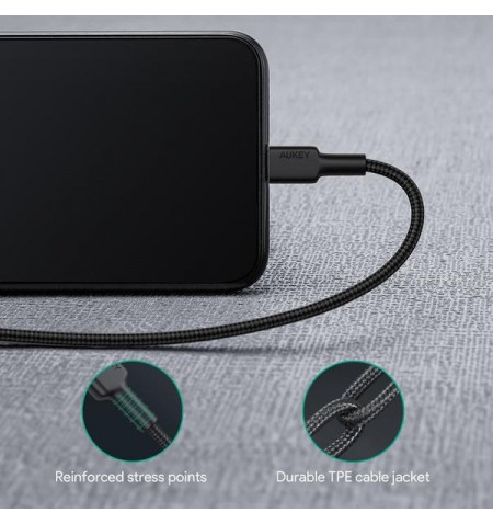 AUKEY CB-CL02 USB kabelis Quick Charge USB C-Lightning | 1.2m | Juoda