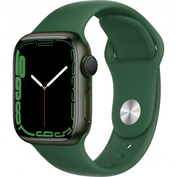 Apple Watch Series 7 GPS, 41 mm žalias aliuminio dėklas su Clover Sport Band - įprastas, A2473