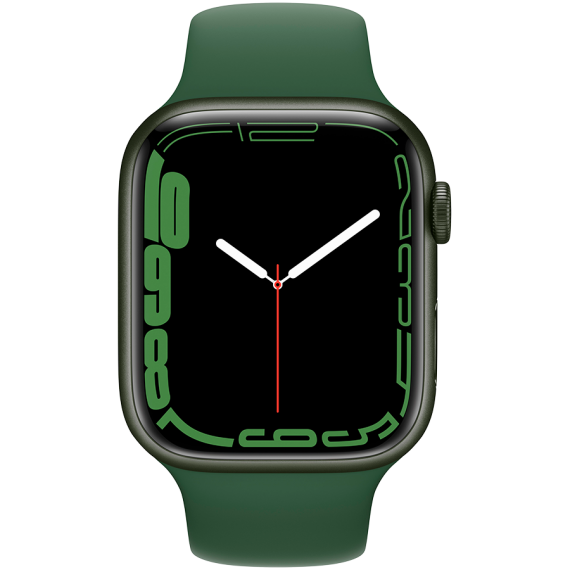 Apple Watch Series 7 GPS, 45 mm žalias aliuminio dėklas su Clover Sport Band - įprastas, A2474