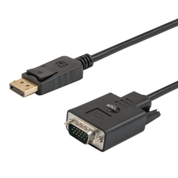 SAVIO DisplayPort (M) - VGA (M) kabelis 1,8 m CL-92 1,8 m VGA (D-Sub) Juodas