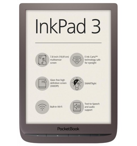 E-Reader|POCKETBOOK|InkPad 3|7.8 |1872x1404|Memory 8192 MB|1xAudio-Out|1xMicro-USB|Micro SD|Wireless LAN 802.11b/g/n|Dark Brown|