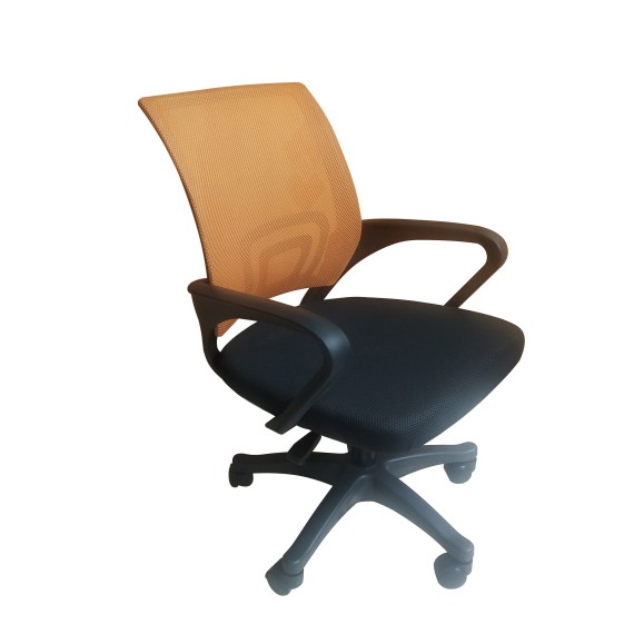 Topeshop FOTEL MORIS POMARAŃ biuro kėdė Paminkštinta sėdynė Tinklelinis nugaros atlošas