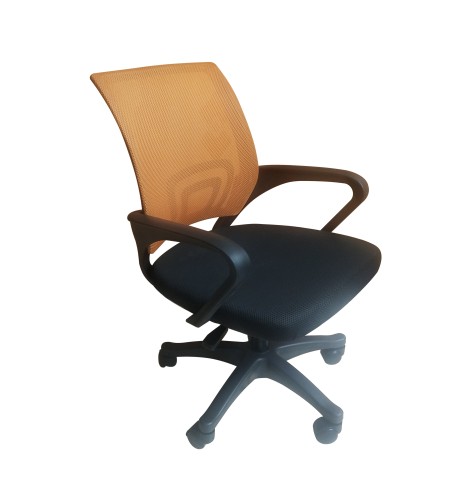 Topeshop FOTEL MORIS POMARAŃ biuro kėdė Paminkštinta sėdynė Tinklelinis nugaros atlošas