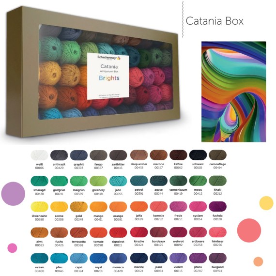Nėrimo rinkinys (50 spalvu) Catania Amigurumi dėžutė - sodrios spalvos
