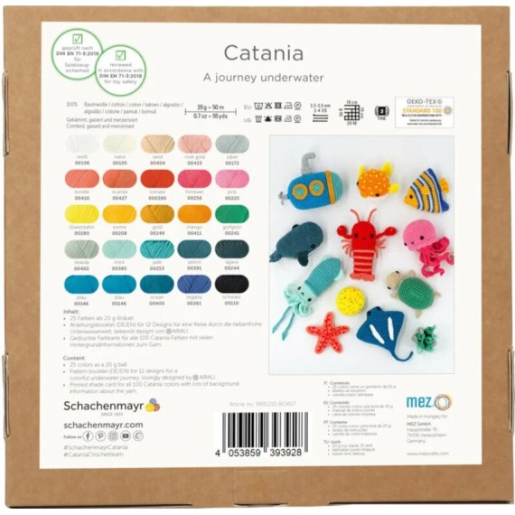 Nėrimo rinkinys (25 spalvos) Catania Amigurumi dėžutė - povandeninė kelionė