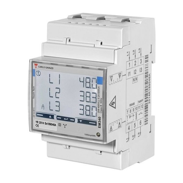 Carlo Gavazzi Smart Power Meter, 3 phase, up to 65A  EM340 MID certificate