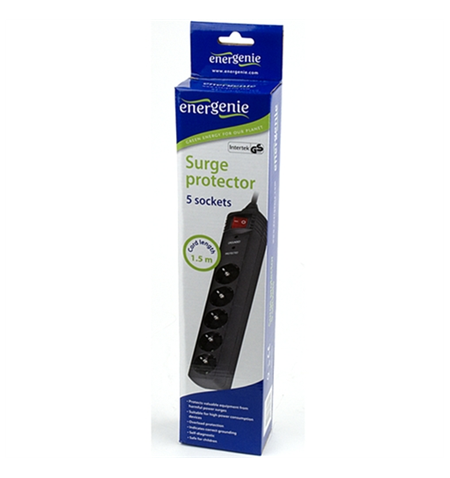 EnerGenie Surge Protector SPG5-C-5/ 1.5 m/ 5 Sockets/ Black