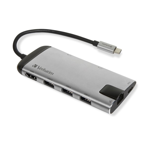 Verbatim 49142 sąsajos šakotuvas USB 3.2 Gen 1 (3.1 Gen 1) Type-C 1000 Mbit/ai Juoda, Sidabras
