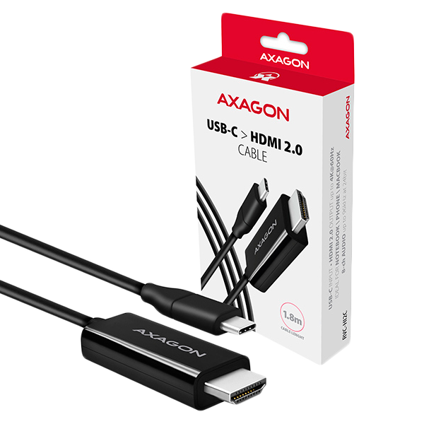 Active USB-C  HDMI 2.0 cable - adapter AXAGON RVC-HI2C for connecting a HDMI monitor/TV/projector to a notebook or mobile phone 