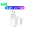 POWER SUPPLY CHARGER 3.6A 20W WHITE DENMEN + CABLE TYP-C 3600mAh DC06 POWER DELIVERY TYPE-C TO TYP-C
