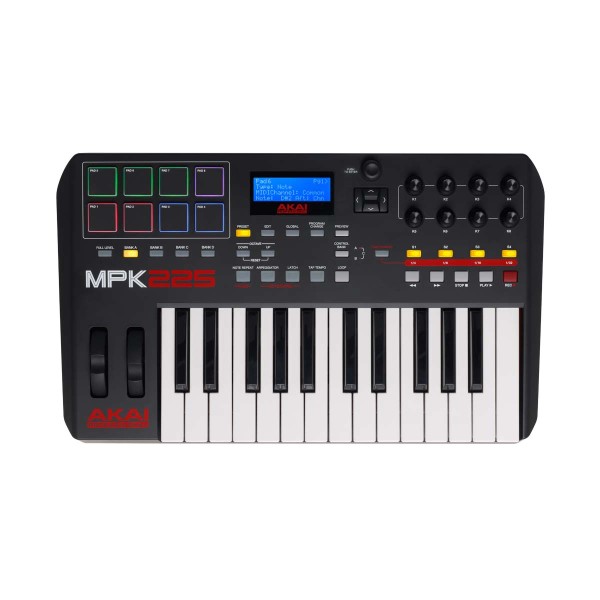 AKAI MPK 225 Valdymo klaviatūra Valdiklis MIDI USB RGB Juoda