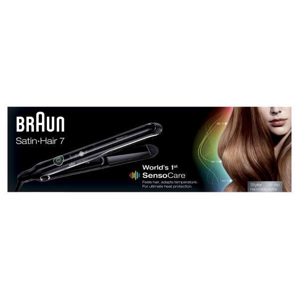 Plaukų tiesintuvas Braun Satin-Hair 7 SensoCare ST780 Garantija 24 mėn., Keraminė kaitinimo sistema, Temperatūra (min.) 120 