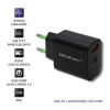 Qoltec 51713 Įkroviklis | 18W | 5-12V | 1,5-3A | USB tipo C PD | USB QC 3.0 | Juoda