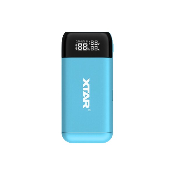 XTAR PB2S blue battery charger / power bank to Li-ion 18650 / 20700 / 21700