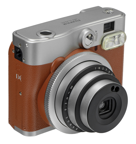 Fujifilm Instax Mini 90 NEO CLASSIC camera + Instax mini glossy (10) Brown/Stainless steel, 0.3m - ∞