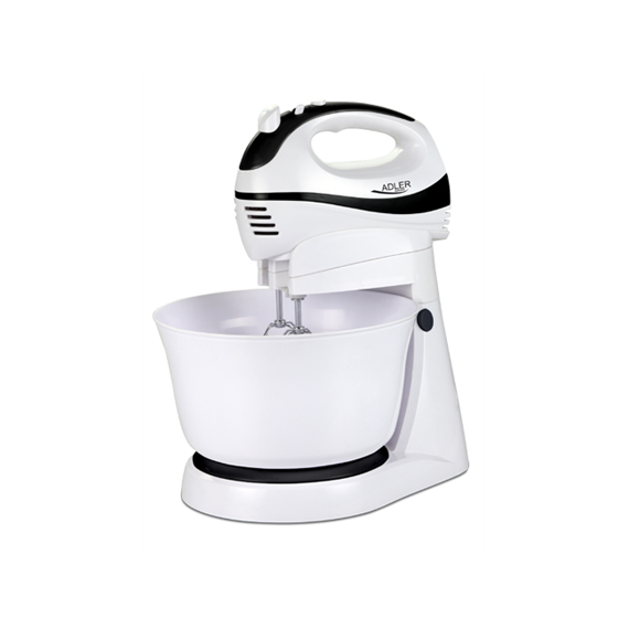 Adler Mixer AD 4206 Mixer with bowl, 300 W, Number of speeds 5, Turbo mode, White