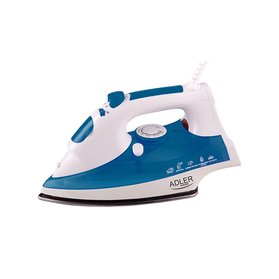 Iron Adler AD 5022 White/Blue, 2200 W, With cord, Anti-scale system, Vertical steam function