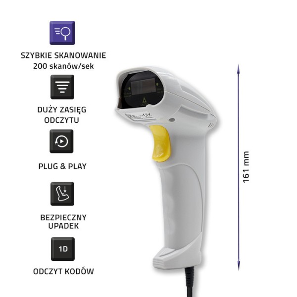 Qoltec 50877 Laser scanner 1D | USB | White
