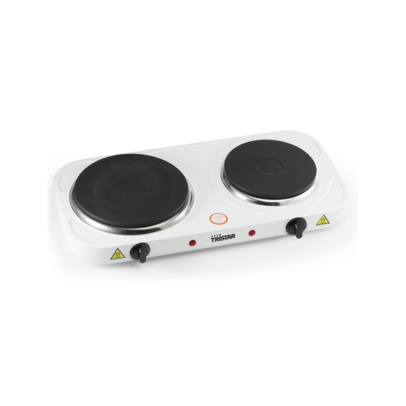 Tristar Free standing table hob KP-6245 Number of burners/cooking zones 2, Rotary, White, Hot plate, Electric