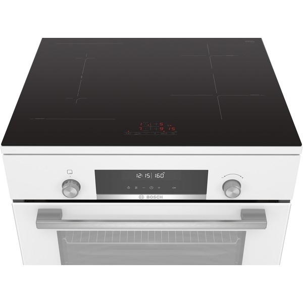 Bosch Cooker HLS79W321U Series 6 Hob type Induction, Oven type Electric, White, Width 60 cm, Grilling, LCD, 63 L, Depth 60 cm
