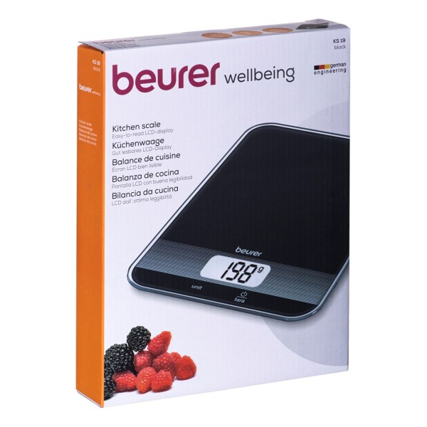 Beurer KS 19 Black Countertop Square Electronic kitchen scale