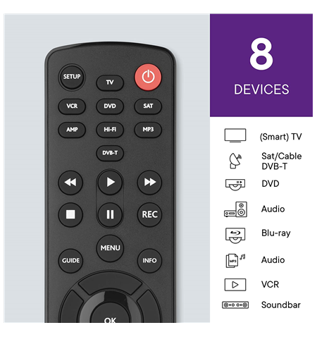 ONE For ALL 8, Universal Contour 8 TV Remote