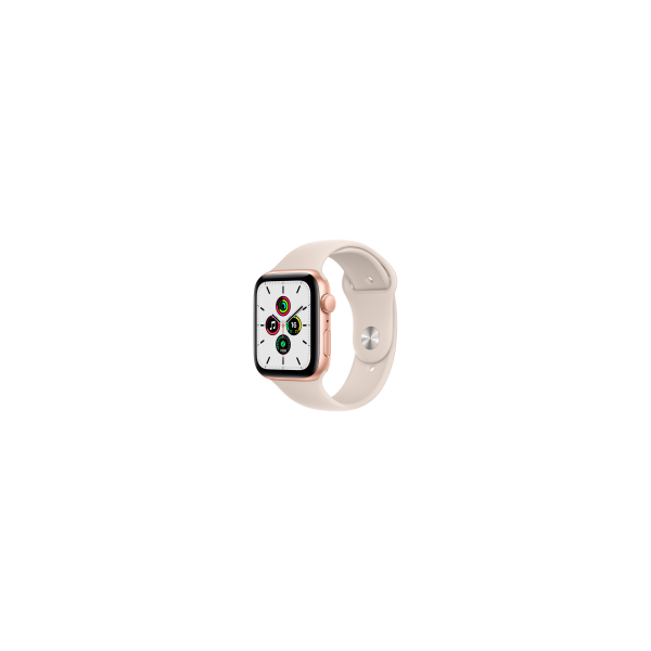 Apple Watch SE GPS, 44mm Gold Aluminium Case with Starlight Sport Band - Regular, A2352
