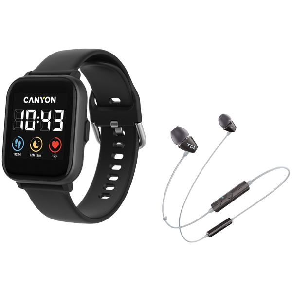 Canyon Smart watch SALT with FREE GIFT - TCL In-ear Bleutooth Headset SOCL100BT