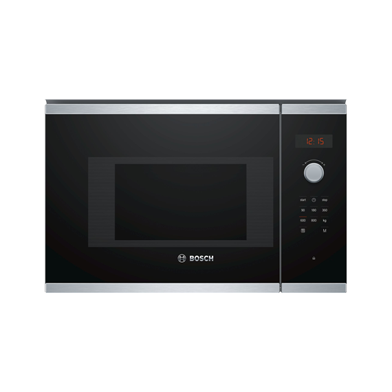 Bosch Microwave Oven BFL523MS0 20 L, Retractable, Rotary knob, Touch Control, 800 W, Stainless steel/ black, Built-in, Defrost f