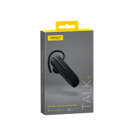 Jabra Talk 5 Volume control, 9.7 g, Black, Hands free device, 16.3 cm, 25.5 cm, 54.3 cm,